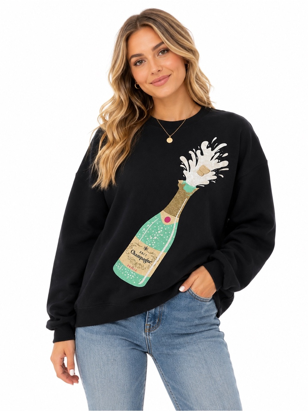 Goodie Two Sleeves
Champagne Graphic Sweatshirt
Black Medium